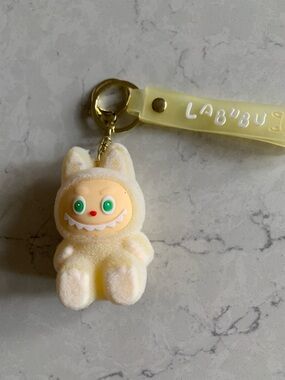 Yellow Labubu Plush Bunny Keychain - yellow Tag